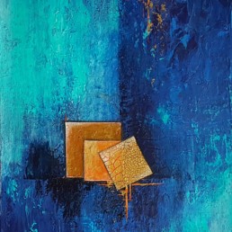 Cubed 50x60 blau Bilder abstrakte Gemälde geometrisch